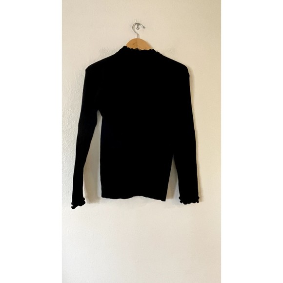 iClosam Womens Scalloped Turtleneck Sweater Size L Black Cable Knit Long Sleeve - Picture 3 of 8